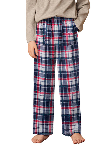Boys Soft Plaid Pajama Pants with Side Pockets