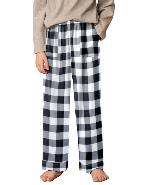 Boys Soft Plaid Pajama Pants with Side Pockets