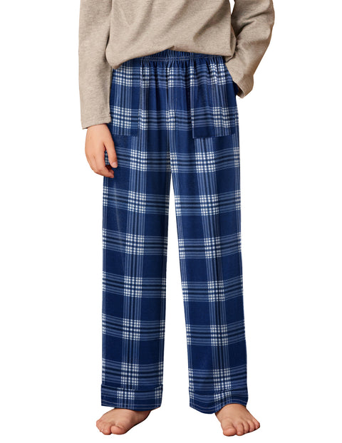 Boys Soft Plaid Pajama Pants with Side Pockets