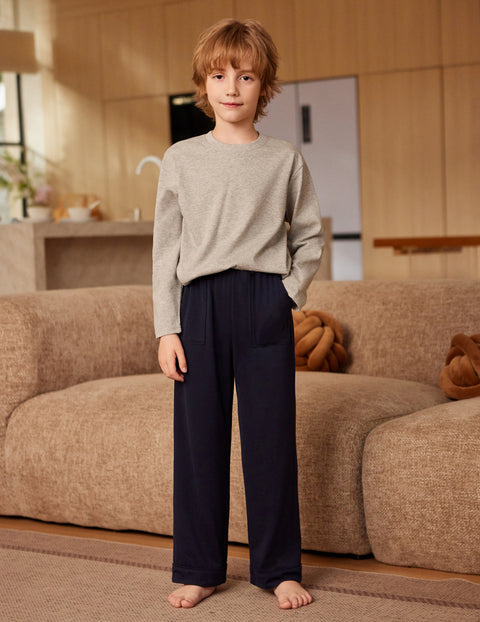 Boys Soft Plaid Pajama Pants with Side Pockets