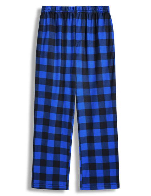 Boys Plaid Pajama Pants Drawstring Waist with Pockets