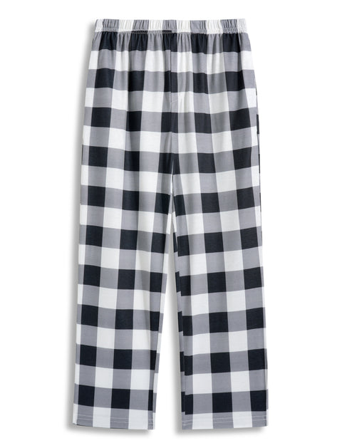 Boys Plaid Pajama Pants Drawstring Waist with Pockets