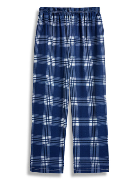 Boys Plaid Pajama Pants Drawstring Waist with Pockets
