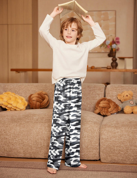 Boys Plaid Pajama Pants Drawstring Waist with Pockets