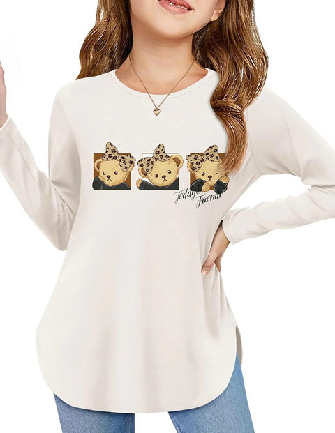 Arshiner Girls Long Sleeve T Shirts Side Slit Basic Tunic Tops