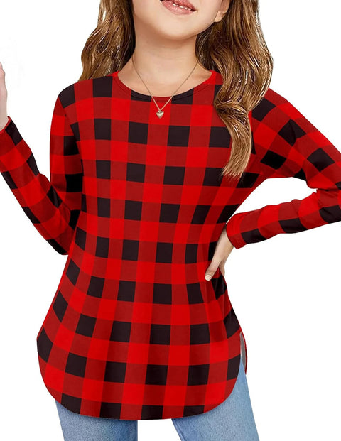 Arshiner Girls Long Sleeve T Shirts Side Slit Basic Tunic Tops