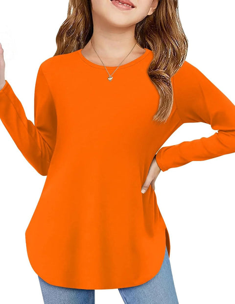 Arshiner Girls Long Sleeve T Shirts Side Slit Basic Tunic Tops