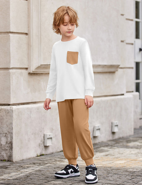 Arshiner Boys Set Colorblock Long Sleeve Tops + Jogger Pants