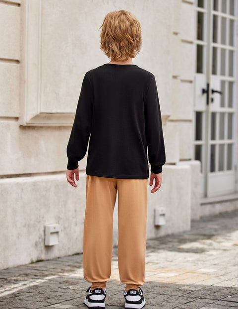 Arshiner Boys Set Colorblock Long Sleeve Tops + Jogger Pants