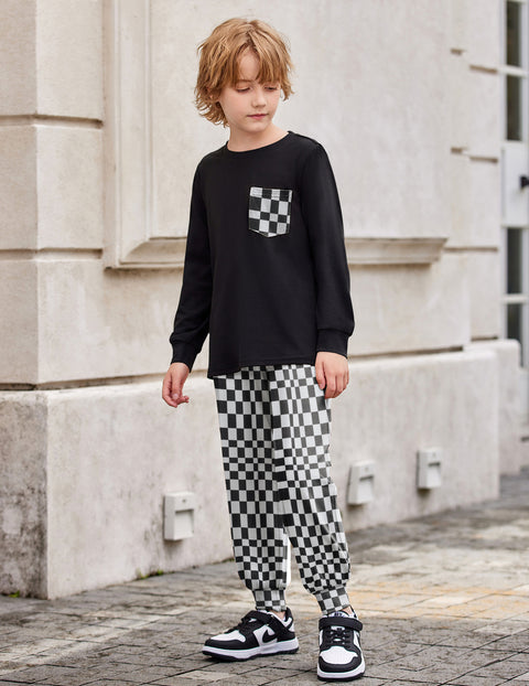 Arshiner Boys Set Colorblock Long Sleeve Tops + Jogger Pants
