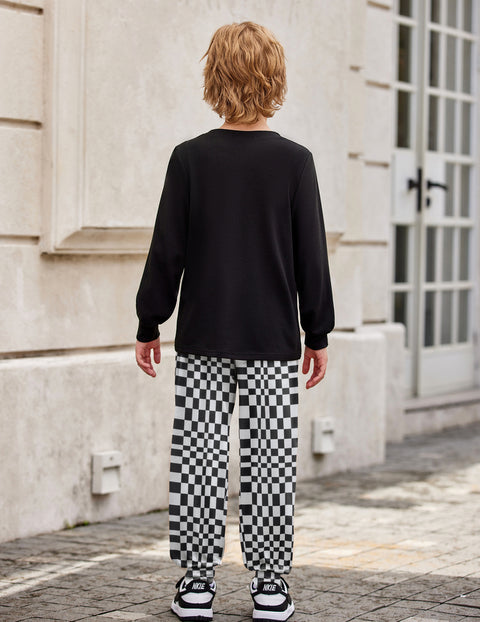 Arshiner Boys Set Colorblock Long Sleeve Tops + Jogger Pants