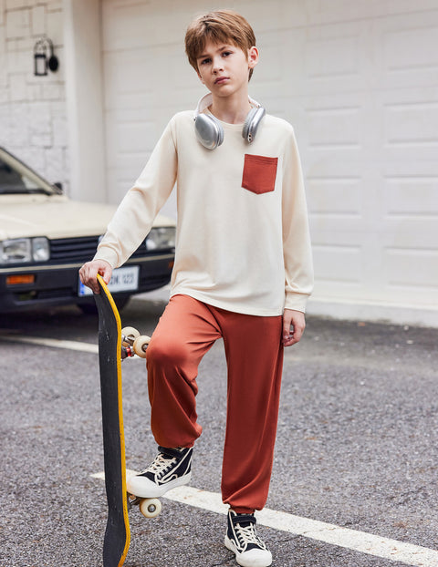 Arshiner Boys Set Colorblock Long Sleeve Tops + Jogger Pants