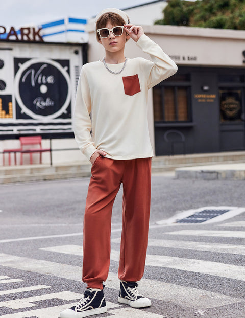 Arshiner Boys Set Colorblock Long Sleeve Tops + Jogger Pants