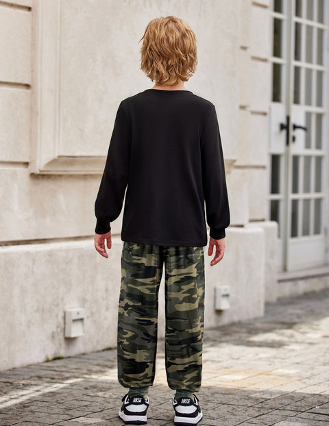 Arshiner Boys Set Colorblock Long Sleeve Tops + Jogger Pants