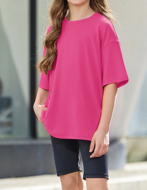 Girls Oversized Drop Shoulder Crew Neck T-Shirt