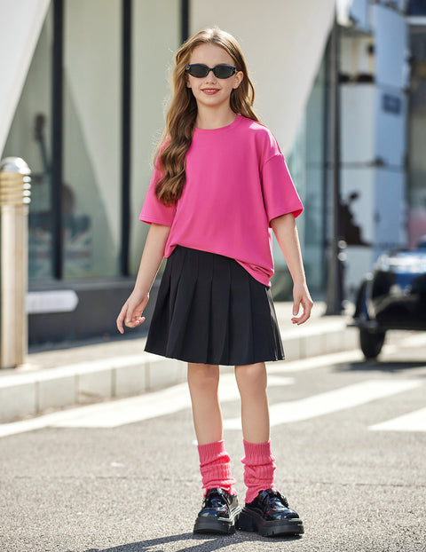 Girls Oversized Drop Shoulder Crew Neck T-Shirt