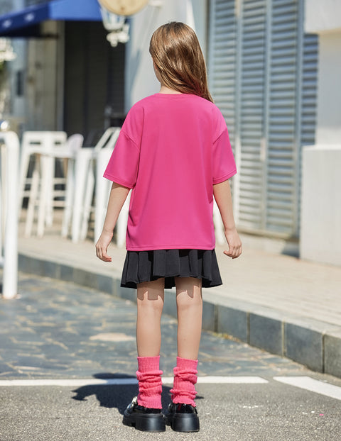 Girls Oversized Drop Shoulder Crew Neck T-Shirt