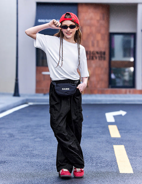 Girls Oversized Drop Shoulder Crew Neck T-Shirt