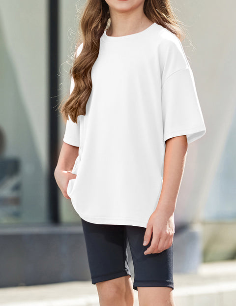 Girls Oversized Drop Shoulder Crew Neck T-Shirt