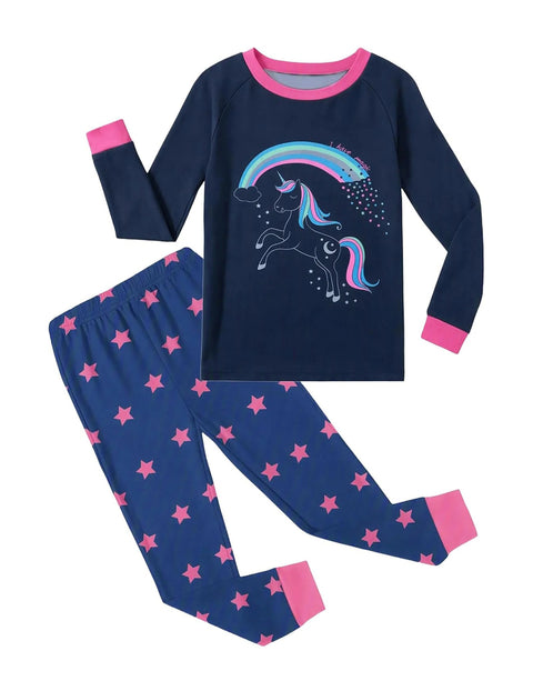 Girls Long Sleeve Pajama Set Brushed Snug Fit Tagless 2-Piece Sleepwear