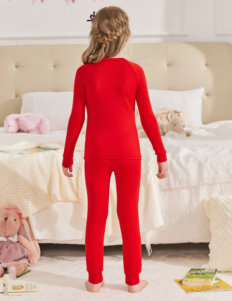 Girls Long Sleeve Pajama Set Brushed Snug Fit Tagless 2-Piece Sleepwear