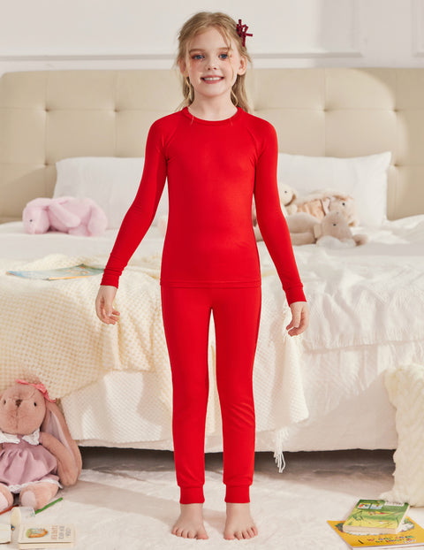 Girls Long Sleeve Pajama Set Brushed Snug Fit Tagless 2-Piece Sleepwear