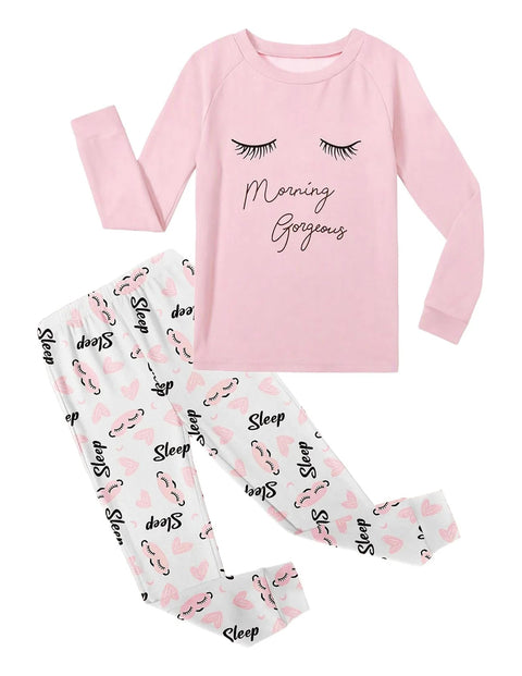 Girls Long Sleeve Pajama Set Brushed Snug Fit Tagless 2-Piece Sleepwear