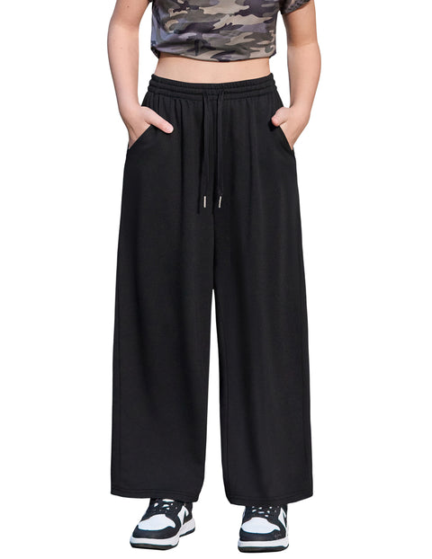 Girls Wide Leg Baggy Sweatpants with Pockets
