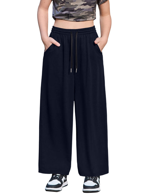 Girls Wide Leg Baggy Sweatpants with Pockets