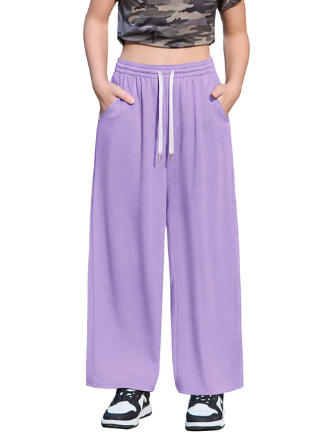 Girls Wide Leg Baggy Sweatpants with Pockets