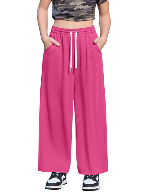 Girls Wide Leg Baggy Sweatpants with Pockets