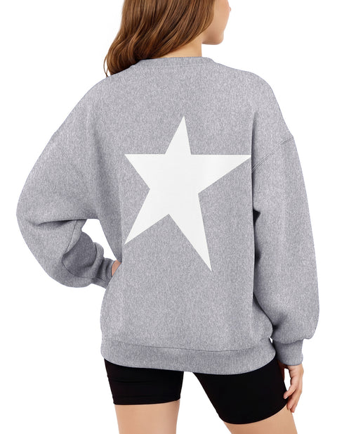 Girls Oversized Crewneck Sweatshirt Fleece Lined Drop Shoulder Pullover - SA2