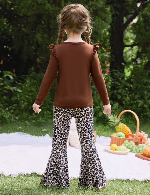 Arshiner Girls Long Sleeve Top and Flare Pants 2 Piece Set