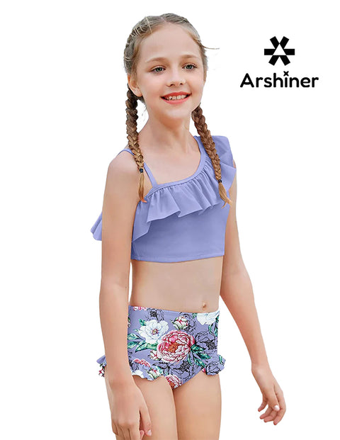 Arshiner Girls Swimsuit Ruffles Flounce Printed Two Pieces Bikini Set