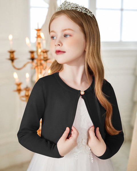 Arshiner Girls Open Front Shrug Cardigan Kids Knit Bolero