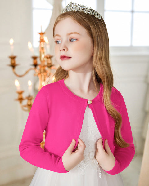 Arshiner Girls Open Front Shrug Cardigan Kids Knit Bolero