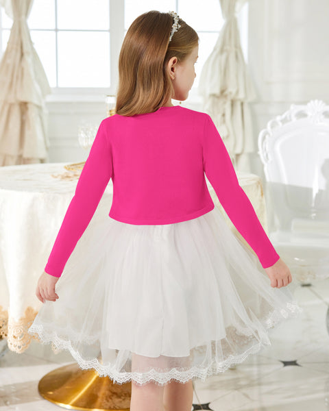 Arshiner Girls Open Front Shrug Cardigan Kids Knit Bolero