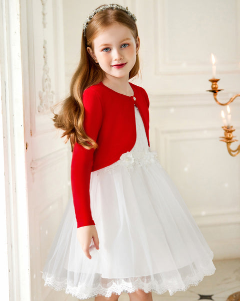 Arshiner Girls Open Front Shrug Cardigan Kids Knit Bolero