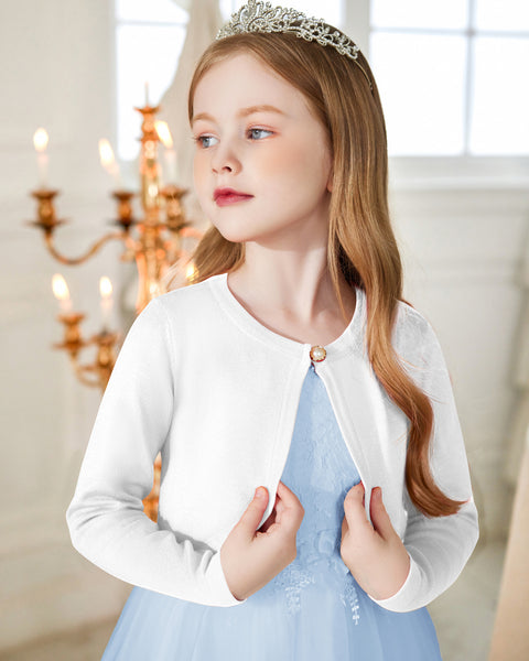 Arshiner Girls Open Front Shrug Cardigan Kids Knit Bolero