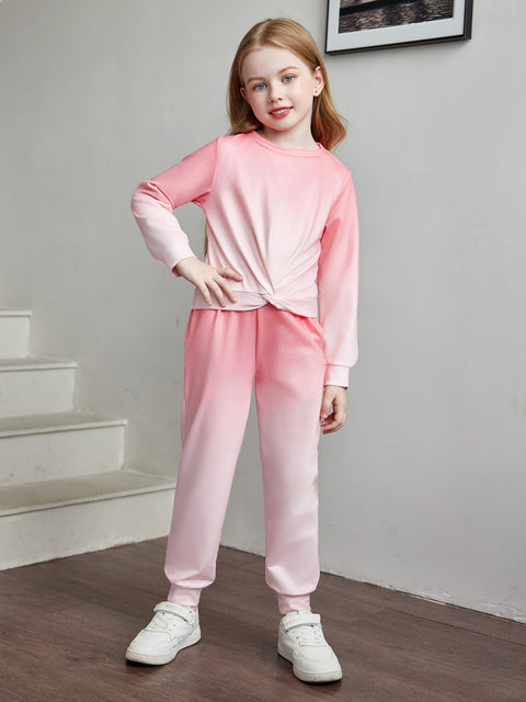Arshiner Toddler Girl 2 Piece Outfits Twist Front Sweatshirts and Sweatpants Sets