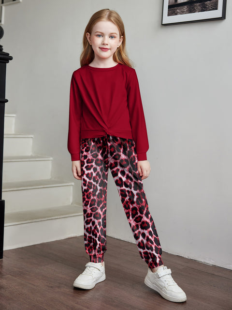 Arshiner Toddler Girl 2 Piece Outfits Twist Front Sweatshirts and Sweatpants Sets