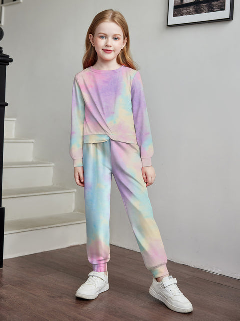 Arshiner Toddler Girl 2 Piece Outfits Twist Front Sweatshirts and Sweatpants Sets