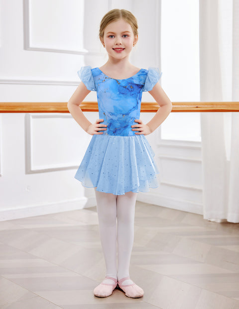 Arshiner Girls Ruffle Sleeve Ballet Dance Dress Tutu Skirted Leotard