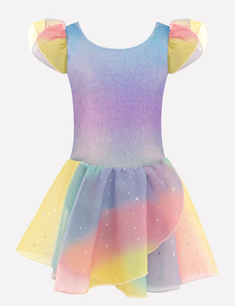 Arshiner Girls Ruffle Sleeve Ballet Dance Dress Tutu Skirted Leotard