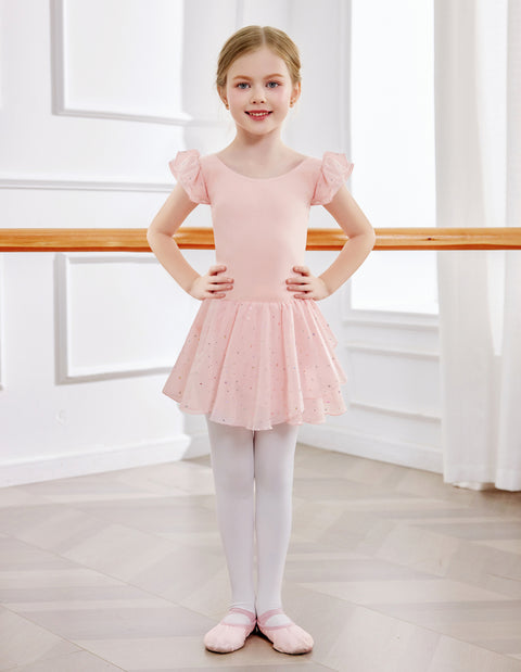 Arshiner Girls Ruffle Sleeve Ballet Dance Dress Tutu Skirted Leotard
