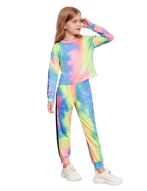 Arshiner Girls 2 Piece Outfits Tie Dye Crop Tops Pant Sets