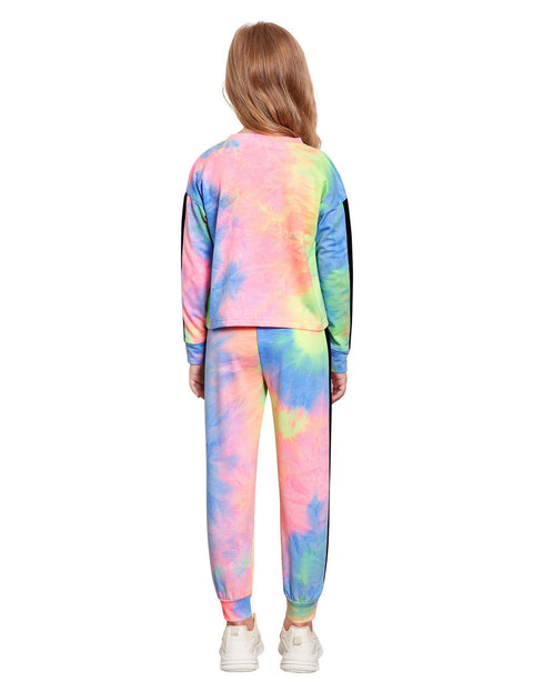 Arshiner Girls 2 Piece Outfits Tie Dye Crop Tops Pant Sets