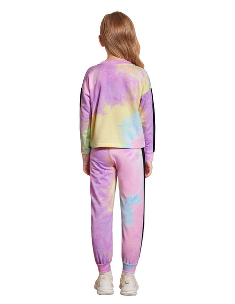 Arshiner Girls 2 Piece Outfits Tie Dye Crop Tops Pant Sets