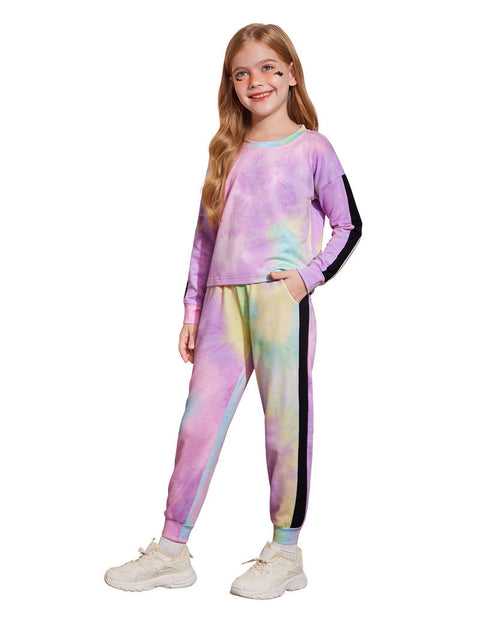 Arshiner Girls 2 Piece Outfits Tie Dye Crop Tops Pant Sets