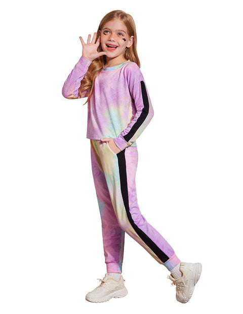 Arshiner Girls 2 Piece Outfits Tie Dye Crop Tops Pant Sets